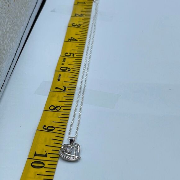 Sterling silver CZ double heart pendant and 18” chain necklace - Picture 7 of 9